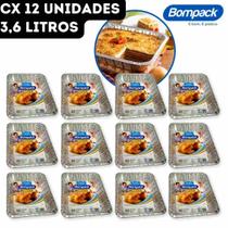 Assadeira de Alumínio Forma Retangular Descartável Bompack - 3,6L 26,5x32x6,5cm - CX 12 Unidades