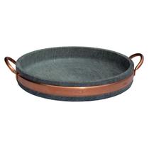Assadeira de Pedra Sabão com Alça de Cobre 29,0 Cm Assadeira de Pedra Sabão com Alça de Cobre 29,0 Cm