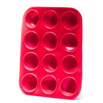 Assadeira de silicone para cupcake 12 cavidades vermelha