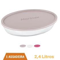 Assadeira De Vidro C/ Tampa Assados e Doces 2,4L Marinex