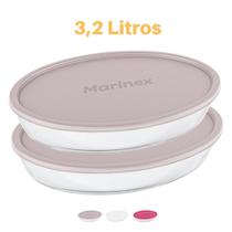 Assadeira De Vidro C/ Tampa Assados e Doces 3,2L Marinex 2Un