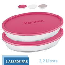 Assadeira de Vidro Temperado Com Tampa 3,2L Marinex - 2 Un