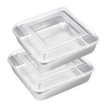 Assadeira E-far em aço inoxidável 20x20cm com tampa, conjunto de 2 Assadeira E-far em aço inoxidável 20x20cm com tampa, conjunto de 2