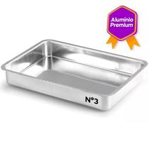 Assadeira Forma Retangular Aluminio N3 Baixa 35X24CM - Pães, Pao de Queijo, Pastel Assado, Biscoito, bolo - PANAMI