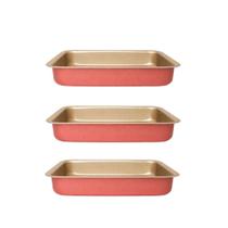 Assadeira Forma Retangular Antiaderente Vermelha Pequena 3un Assadeira Forma Retangular Antiaderente Vermelha Pequena 3un