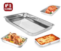 Assadeira Forma Retangular De Alumínio Travessa Tabuleiro Bandeja Grande Alta Multiuso 6 Litros Assadeira Forma Retangular De Alumínio Travessa Tabuleiro Bandeja Grande Alta Multiuso 6 Litros