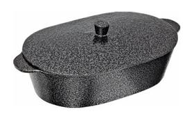 Assadeira Fundida Oval Kraqueada Com Tampa 4 Litros