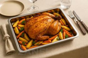 Assadeira Grande 100% Inox Retangular 40x31x4cm Tabuleiro - Inox