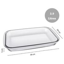 Assadeira Grande Clássica Retangular De Vidro Temperado2,9L.