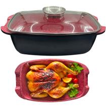 Assadeira Grande de Cerâmica Antiaderente com Tampa de Vidro Botão Aroma e Compatível com Indução