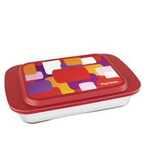 Assadeira Lasanheira De Vidro Com Tampa Vermelha 3,7 Lt - Élpis Móveis