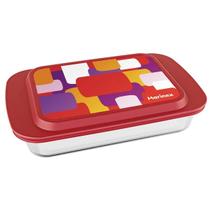 Assadeira Lasanheira Retangular 3,7lC/tampa Colorida Marinex