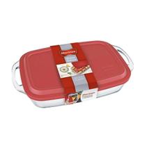 Assadeira Lasanheira Travessa Retangular Com Alça Tampa 3,5L