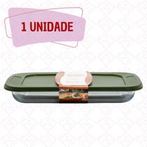 Assadeira Lasanheira Vidro Retangular 2,2L C Tampa Silicone