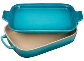 Assadeira Le Creuset em Grés com Tampa - Cor Caribbean