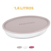 Assadeira Oval Vidro Com Tampa 1,6L Refratário Marinex Assadeira Oval Vidro Com Tampa 1,6L Refratário Marinex