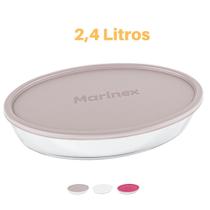 Assadeira Oval Vidro Com Tampa 2,4L Refratário Marinex