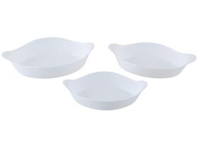 Assadeira Oval Vidro Marinex Opaline 3 Peças.
