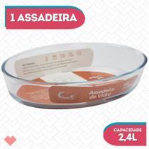 Assadeira Oval Vidro Temperado 2,4L Forno Freezer Massas