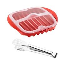 Assadeira Para Bacon Com Tampa À Prova De Respingo, Segura Para Micro-ondas, Ferramenta Eficiente De