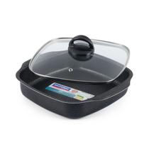 Assadeira Quadrada com Tampa De Vidro 3L Preto Nacional