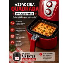 Assadeira Quadrada para Air Fryer 19,5cm Antiaderente 3,5 Litros