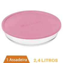 Assadeira Redonda C Tampa 2,4 L Travessa Forma Vidro Marinex