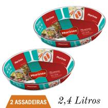 Assadeira Refratário Vidro 2,4L Marinex Assados Nadir- 2Un