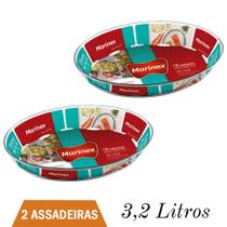 Assadeira Refratário Vidro 3,2L Marinex Assados Nadir- 2Un