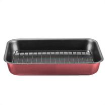 Assadeira Retangular Alta Com Grelha 4,6L Antiaderente 37x27x6cm N3 Cor Cereja Cozinha MTA - 8990 Assadeira Retangular Alta Com Grelha 4,6L Antiaderente 37x27x6cm N3 Cor Cereja Cozinha MTA - 8990