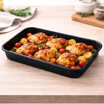 Assadeira Retangular Antiaderente Metal Forno Cozinha Assar Bolos Carnes Lasanha 34x24cm