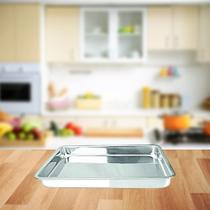 Assadeira Retangular Baixa N1 UDFLON Alumínio Polido 29x20x3,7cm Cozinha