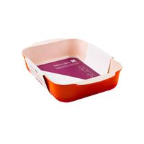 Assadeira retangular laranja com antiaderente 25cm mundial