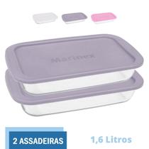 Assadeira Retangular Vidro C Tampa 1,6L Marinex Nadir - 2 Un