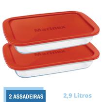 Assadeira Retangular Vidro C Tampa 2,9L Marinex Nadir - 2 Un