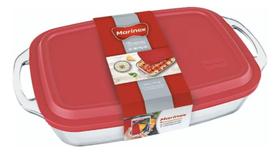Assadeira Retangular Vidro C Tampa Grande Alta 3,5L Marinex