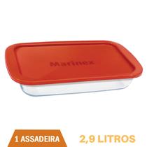 Assadeira Retangular Vidro Com Tampa 2,9L Refratário Marinex