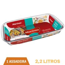 Assadeira Retangular Vidro Temperado 2,2L Refratário Marinex