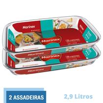 Assadeira Retangular Vidro Torta Doces 2,9L Marinex - 2 Un