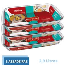 Assadeira Retangular Vidro Torta Doces 2,9L Marinex - 3 Un Assadeira Retangular Vidro Torta Doces 2,9L Marinex - 3 Un