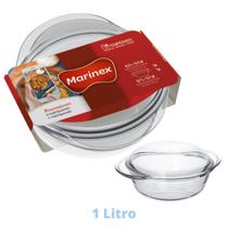 Assadeira Tigela Vidro Terrina 1L Base 0,7L Tampa 0,3L Nadir