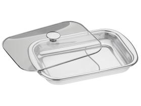 Assadeira Tramontina Cosmos Retangular em Aço Inox com Tampa de Vidro 34 cm 2,2 L Assadeira Tramontina Cosmos Retangular em Aço Inox com Tampa de Vidro 34 cm 2,2 L