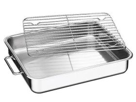 Assadeira Tramontina Service em Aço Inox com Grelha 34 x 28 cm Assadeira Tramontina Service em Aço Inox com Grelha 34 x 28 cm