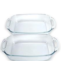 Assadeira Travessa Marinex de vidro kit com 2 lasanheira