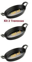 Assadeira Travessa Pequena Ferro P/ Servir Porções Kit 3 Uni