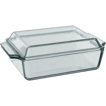 ASSADEIRA TRAVESSA RETANGULAR HOME&CO COM TAMPA VIDRO TEMPERADO 1,5L 9x27x18cm TRANSPARENTE