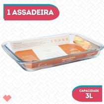 Assadeira Vidro Retangular 3L Forno Massas S/ Tampa
