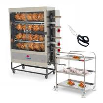 Assador de Frango Gás 4 Espetos Tubular Pr-623 Progás + Tesoura Tramontina + Carrinho Inox Imeca - PROGAS Assador de Frango Gás 4 Espetos Tubular Pr-623 Progás + Tesoura Tramontina + Carrinho Inox Imeca - PROGAS