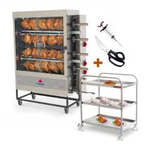 Assador de Frango Gás 4 Espetos Tubular Pr-623 + Tesoura + Carrinho Inox + Injetor de Temperos - PROGAS Assador de Frango Gás 4 Espetos Tubular Pr-623 + Tesoura + Carrinho Inox + Injetor de Temperos - PROGAS