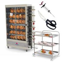 Assador de Frango Gás 6 Espetos Tubular Pr-634 + Tesoura + Carrinho Inox + Injetor de Temperos - PROGAS Assador de Frango Gás 6 Espetos Tubular Pr-634 + Tesoura + Carrinho Inox + Injetor de Temperos - PROGAS